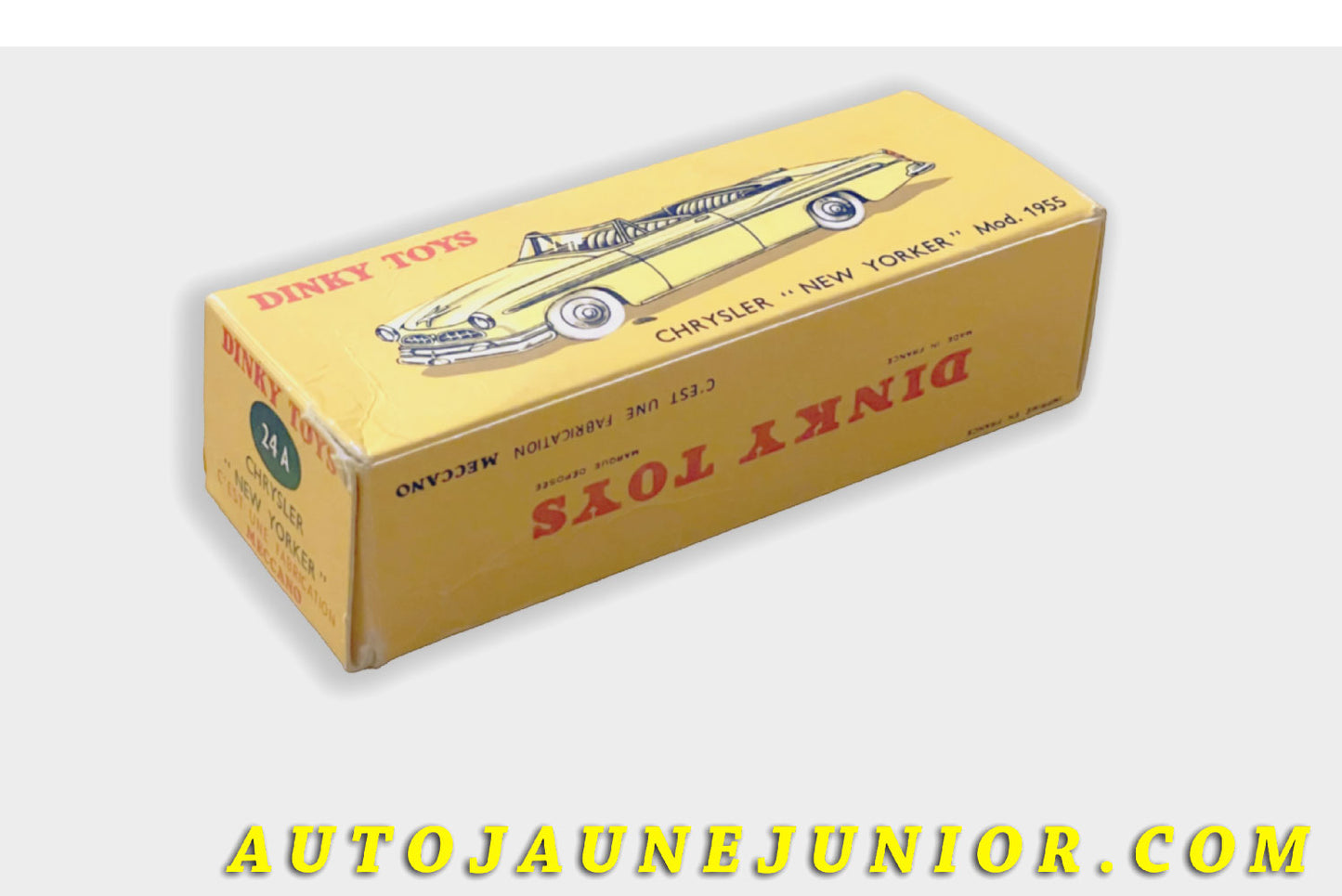 Le Dinky Toys Chrysler Boite vide New Yorker 55' est en vente sur Auto Jaune Junior ! Découvrez nos collections de diecast Dinky-Toys, Corgi, Corgi-Toys, Solido, Norev… AutoJaune Junior ; Retrouvez AutoJauneJunior au magasin AutoJaune Paris, ouvert en 1984 par Vincent Espinasse. 