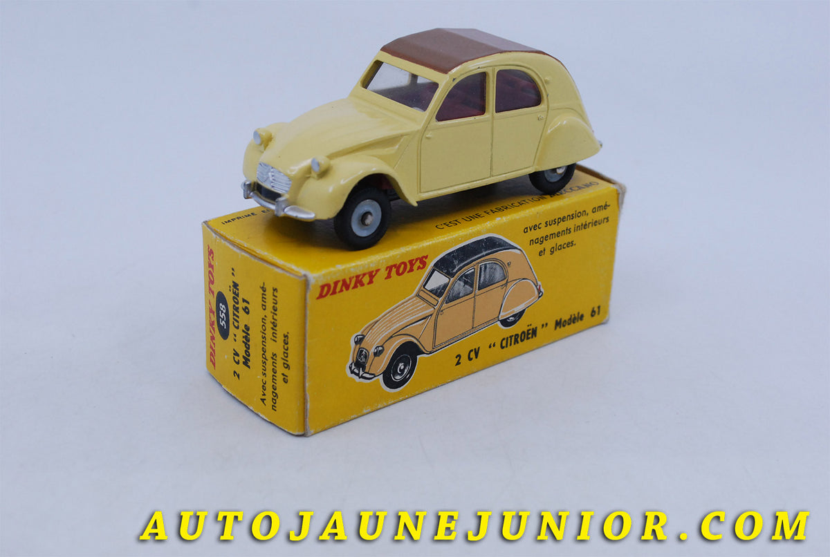 Le Dinky Toys – Citroën 2cv '61 Azam - est en vente sur Auto Jaune Junior ! Découvrez nos collections de diecast: Dinky-Toys, Corgi, Corgi-Toys, Solido, Norev, Minialuxe, CIJ, C-I-J, JRD, J-R-D, Matchbox, Majorette, Tekno, Politoys, Mebetoys, Mercury, Joal, Diapet, Märklin, TootsieToys.