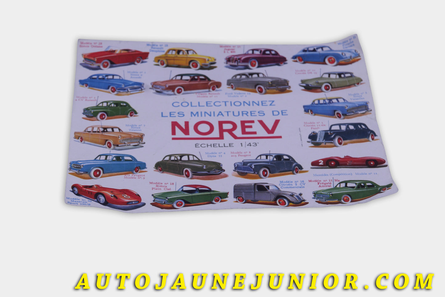 Le #6146 - Norev - Document - Affichette est en vente sur Auto Jaune Junior ! Découvrez nos collections de diecast Dinky-Toys, Corgi, Corgi-Toys, Solido, Norev… Découvrez notre magasin physique , AutoJaune Paris, ouvert en 1984 par Vincent Espinasse. 41 rue Cavendish, 75019 Paris. Tel : 01 42 40 61 23. Ouvert les mardi et vendredi de 13h à 19h. 
