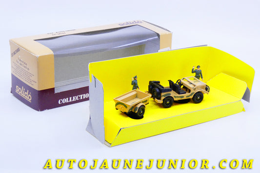 Le #3511 - Solido - Auto Union - Jeep avec ses remorques et ses deux soldats - Camouflage sable est en vente sur Auto Jaune Junior ! Découvrez nos collections de diecast Minialuxe, CIJ, C-I-J, JRD, J-R-D,  Matchbox, Majorette… AutoJauneJunior.com : le site de vente en ligne et de partage pour les passionés de miniatures et collectionneurs de jouets anciens ! Des centaines de modèles en vente, et des nouveautés mises en ligne chaque jour à 21h00 !