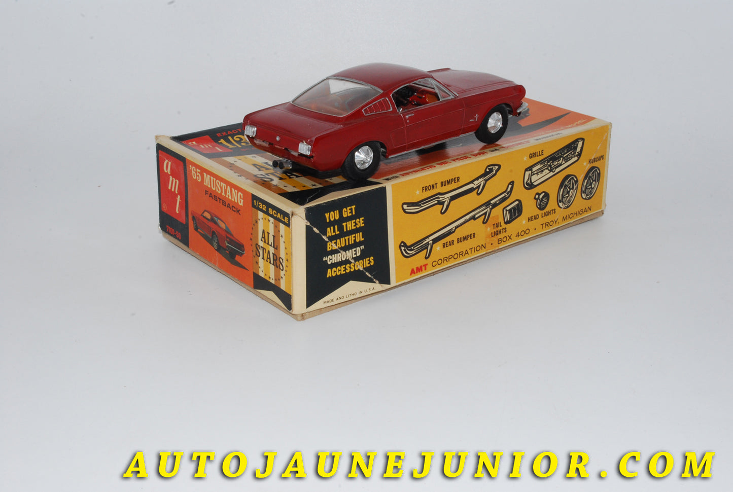 Le #3758 - AMT - Ford - Mustang Fastback "65" est en vente sur Auto Jaune Junior ! Découvrez nos collections de diecast Minialuxe, CIJ, C-I-J, JRD, J-R-D,  Matchbox, Majorette… AutoJauneJunior.com : le site de vente en ligne et de partage pour les passionés de miniatures et collectionneurs de jouets anciens ! Des centaines de modèles en vente, et des nouveautés mises en ligne chaque jour à 21h00 !