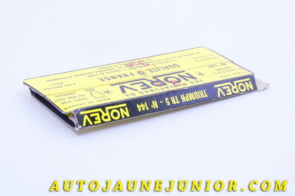 Le #3974 - Norev - Triumph - TR 5 (Socle de boite) est en vente sur Auto Jaune Junior ! Découvrez nos collections de diecast Minialuxe, CIJ, C-I-J, JRD, J-R-D,  Matchbox, Majorette… AutoJauneJunior.com : le site de vente en ligne et de partage pour les passionés de miniatures et collectionneurs de jouets anciens ! Des centaines de modèles en vente, et des nouveautés mises en ligne chaque jour à 21h00 !