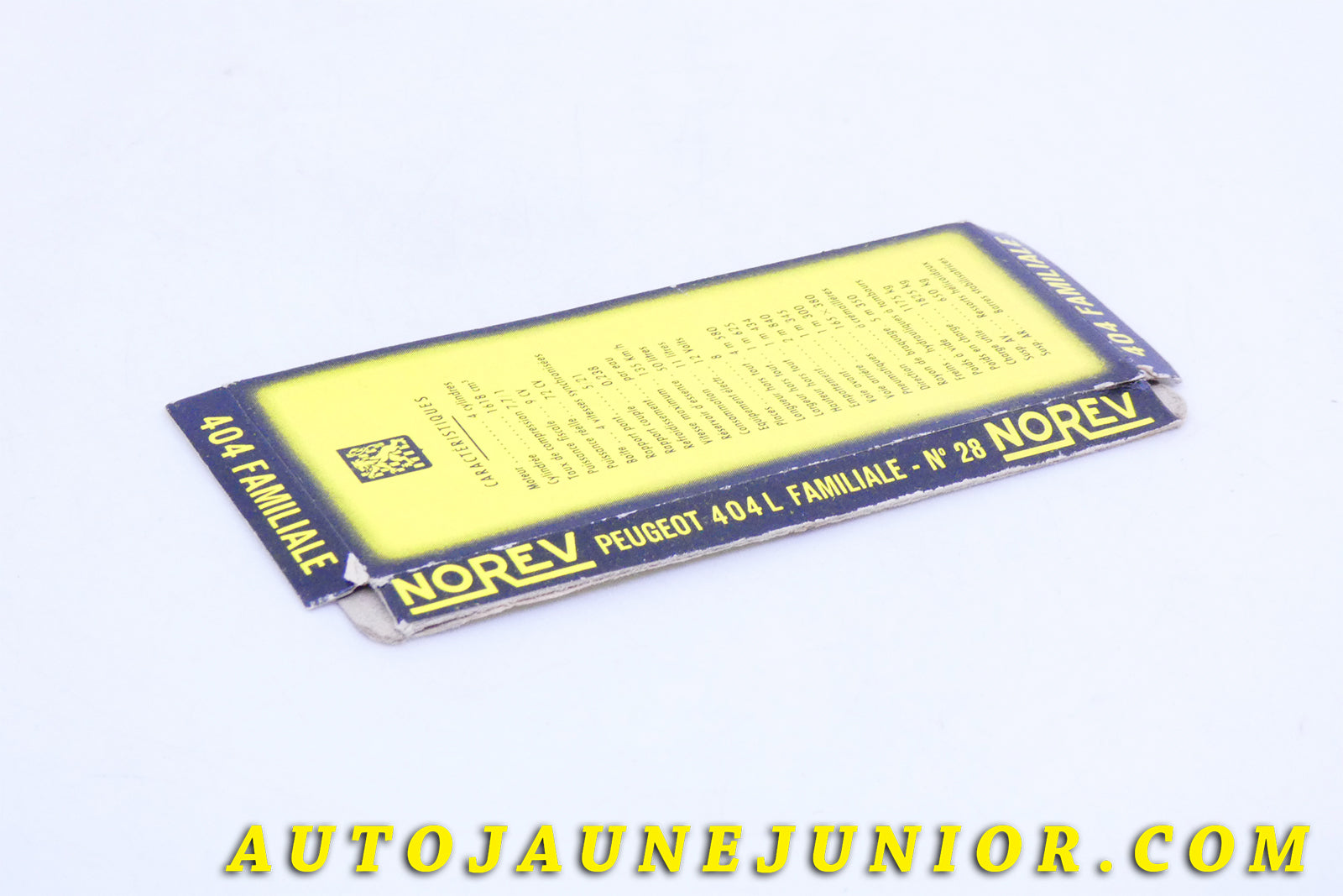 Le #3984 - Norev - Peugeot - Socle original boite Mica - 404 L Familiale est en vente sur Auto Jaune Junior ! Découvrez nos collections de diecast Minialuxe, CIJ, C-I-J, JRD, J-R-D,  Matchbox, Majorette… AutoJauneJunior.com : le site de vente en ligne et de partage pour les passionés de miniatures et collectionneurs de jouets anciens ! Des centaines de modèles en vente, et des nouveautés mises en ligne chaque jour à 21h00 !