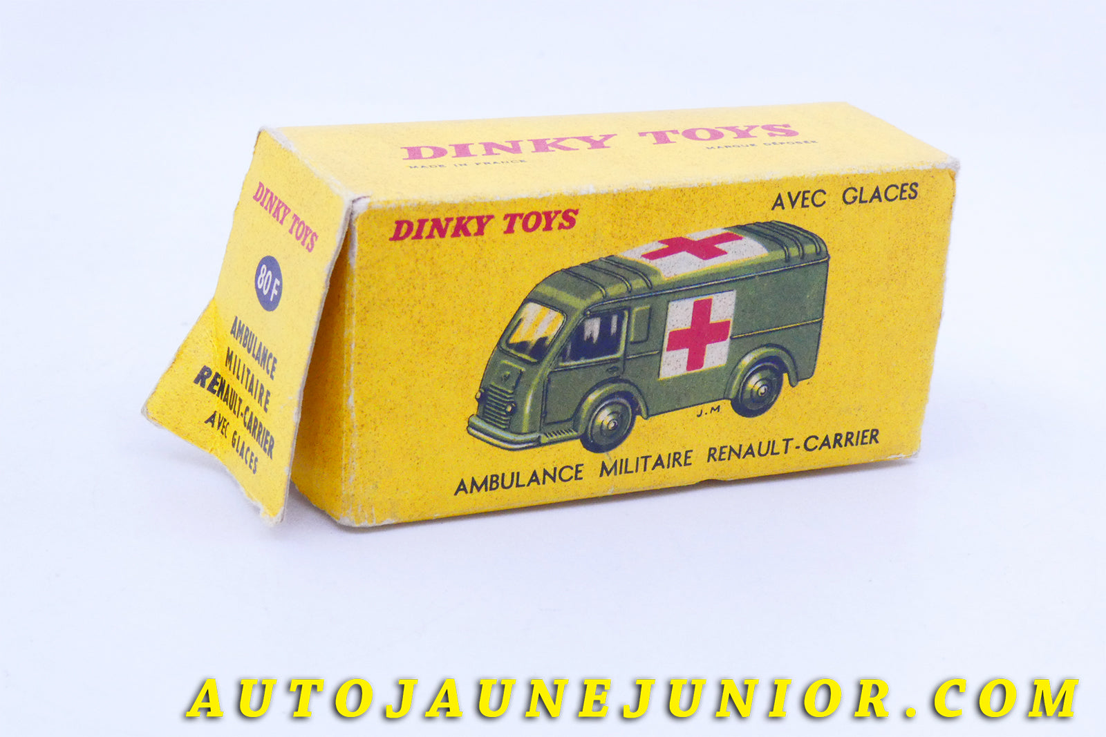 Le #3994 - Dinky Toys - Renault - Boite Vide Carrier ambulance militaire (rare version intermédiaire) est en vente sur Auto Jaune Junior ! Découvrez nos collections de diecast Minialuxe, CIJ, C-I-J, JRD, J-R-D,  Matchbox, Majorette… AutoJauneJunior.com : le site de vente en ligne et de partage pour les passionés de miniatures et collectionneurs de jouets anciens ! Des centaines de modèles en vente, et des nouveautés mises en ligne chaque jour à 21h00 !
