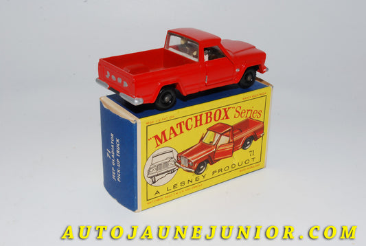 Le #4144 - Matchbox - Jeep - Gladiator pick up est en vente sur Auto Jaune Junior ! Découvrez nos collections de diecast Minialuxe, CIJ, C-I-J, JRD, J-R-D,  Matchbox, Majorette… AutoJauneJunior.com : le site de vente en ligne et de partage pour les passionés de miniatures et collectionneurs de jouets anciens ! Des centaines de modèles en vente, et des nouveautés mises en ligne chaque jour à 21h00 !