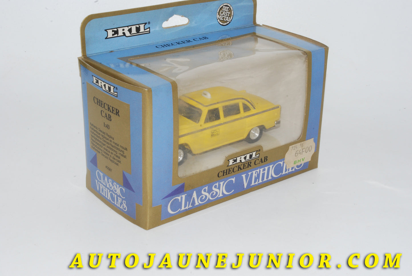 Le #4243 - Ertl - Checker Cab TAXI - Taxi New-Yorkais Jaune est en vente sur Auto Jaune Junior ! Découvrez nos collections de diecast Minialuxe, CIJ, C-I-J, JRD, J-R-D,  Matchbox, Majorette… AutoJauneJunior.com : le site de vente en ligne et de partage pour les passionés de miniatures et collectionneurs de jouets anciens ! Des centaines de modèles en vente, et des nouveautés mises en ligne chaque jour à 21h00 !