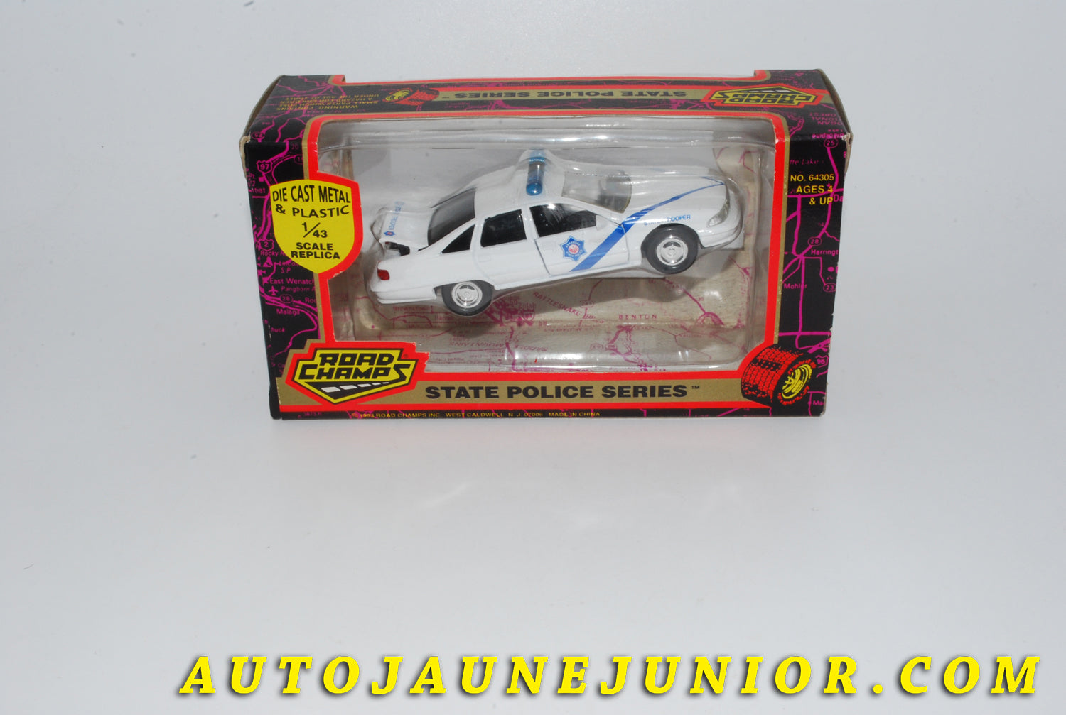 Le #4262 - Road Champ - Chevrolet - Chevy Caprice "Arkansas State Patrol" est en vente sur Auto Jaune Junior ! Découvrez nos collections de diecast Minialuxe, CIJ, C-I-J, JRD, J-R-D,  Matchbox, Majorette… AutoJauneJunior.com : le site de vente en ligne et de partage pour les passionés de miniatures et collectionneurs de jouets anciens ! Des centaines de modèles en vente, et des nouveautés mises en ligne chaque jour à 21h00 !