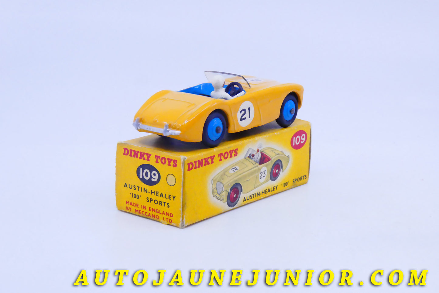 Le #4310 - Dinky Toys - Austin Healey - 100 Sport Course est en vente sur Auto Jaune Junior ! Découvrez nos collections de diecast Minialuxe, CIJ, C-I-J, JRD, J-R-D,  Matchbox, Majorette… AutoJauneJunior.com : le site de vente en ligne et de partage pour les passionés de miniatures et collectionneurs de jouets anciens ! Des centaines de modèles en vente, et des nouveautés mises en ligne chaque jour à 21h00 !