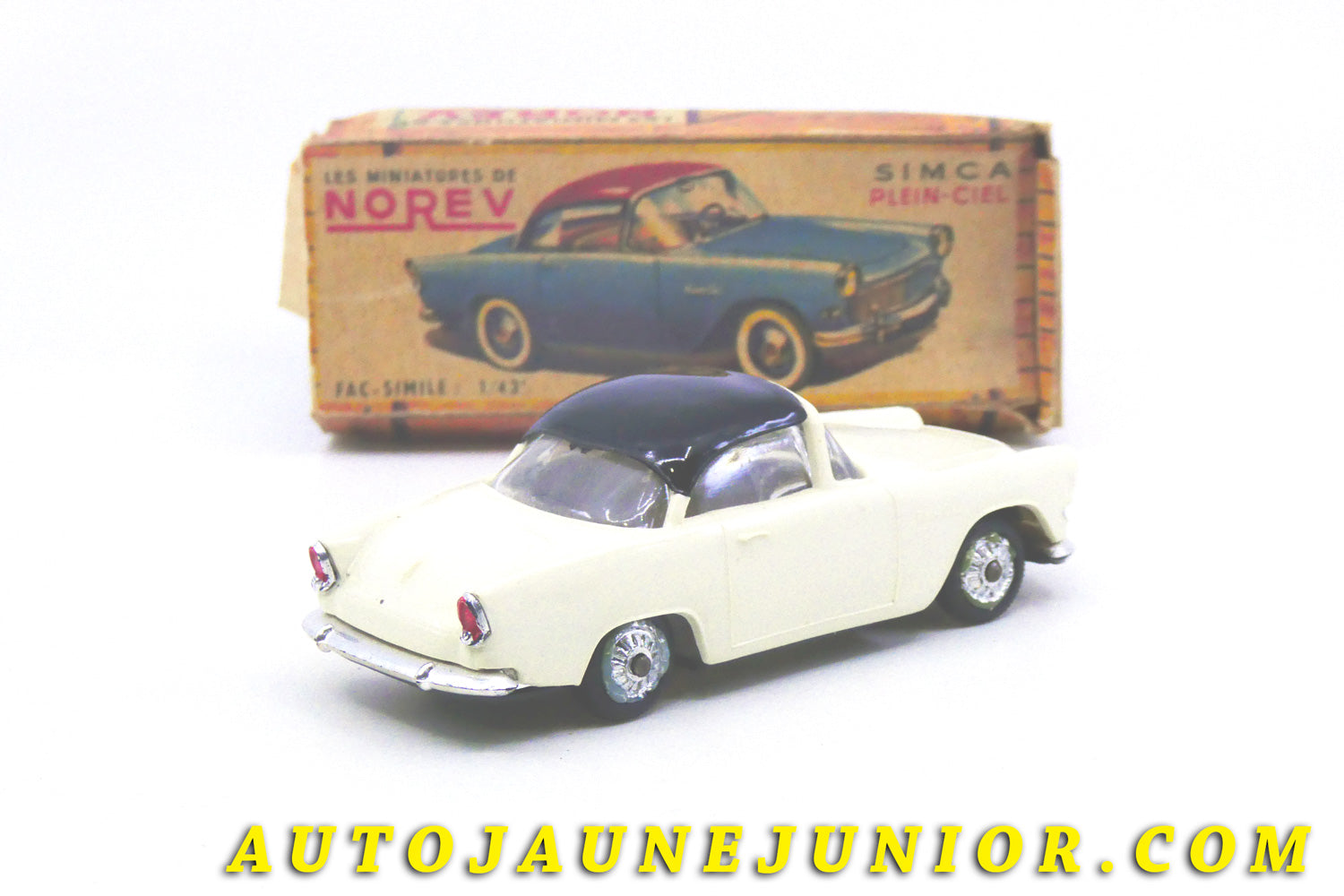 Le #4337 - Norev - Simca - Simca Plein-Ciel (crème/toit noir) est en vente sur Auto Jaune Junior ! Découvrez nos collections de diecast Minialuxe, CIJ, C-I-J, JRD, J-R-D,  Matchbox, Majorette… AutoJauneJunior.com : le site de vente en ligne et de partage pour les passionés de miniatures et collectionneurs de jouets anciens ! Des centaines de modèles en vente, et des nouveautés mises en ligne chaque jour à 21h00 !