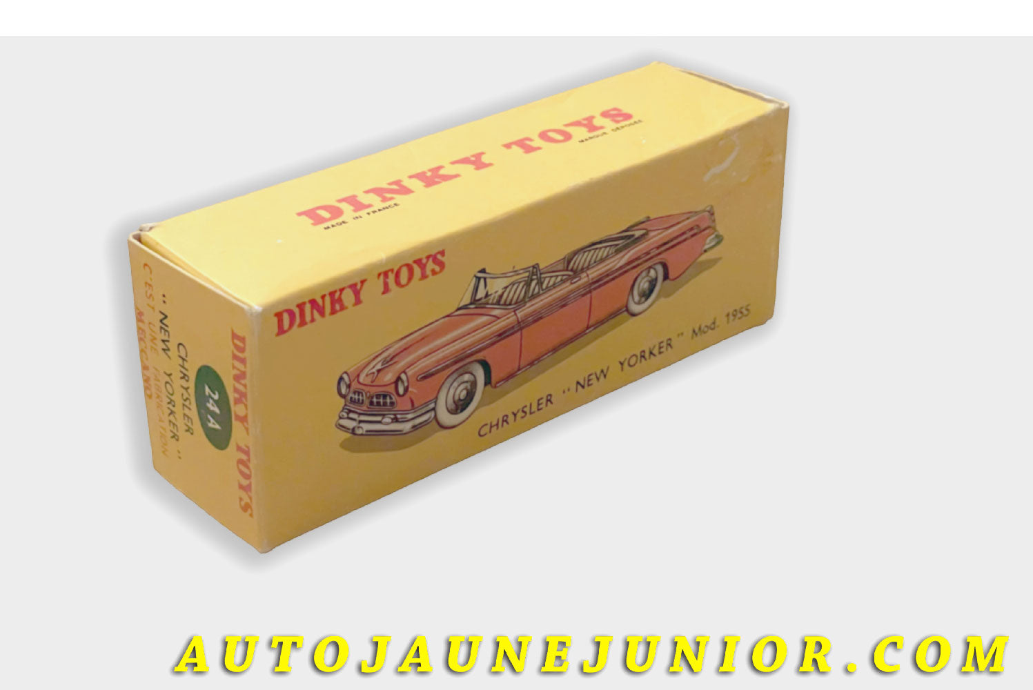 Le Dinky Toys Chrysler Boite vide New Yorker 55' est en vente sur Auto Jaune Junior ! Découvrez nos collections de diecast Minialuxe, CIJ, C-I-J, JRD, J-R-D,  Matchbox, Majorette… AutoJaune Junior ; AutoJauneJunior.com : LE site de partage pour les passionés de miniatures et collectionneurs de jouets anciens ! 