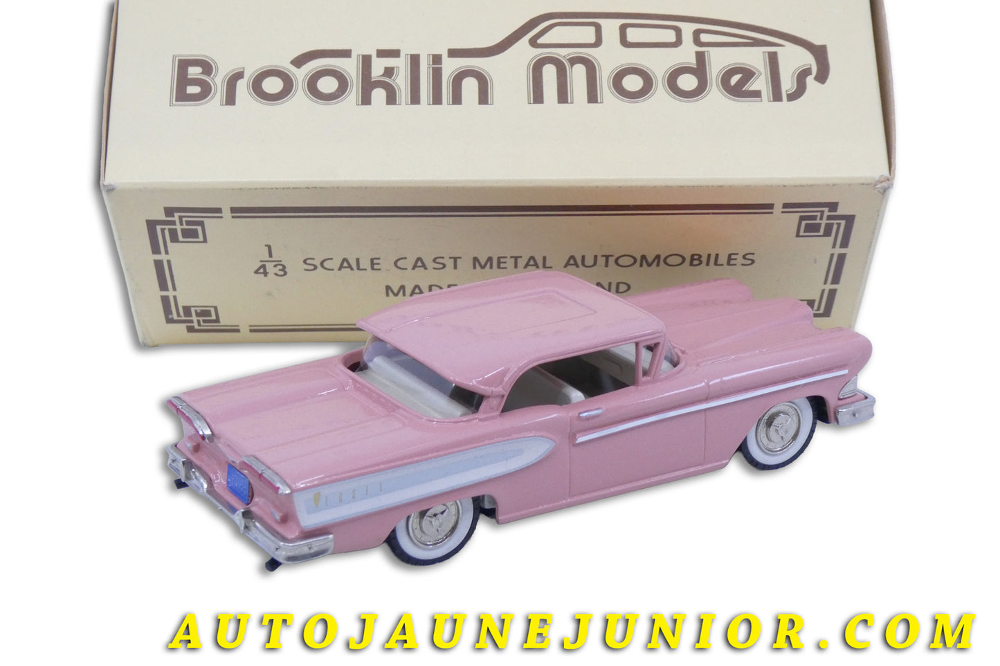 Le Brooklin Ford Edsel Citation 2 Portes Hard Top 1958 est en vente sur Auto Jaune Junior ! Découvrez nos collections de diecast Minialuxe, CIJ, C-I-J, JRD, J-R-D,  Matchbox, Majorette… AutoJaune Junior ; AutoJauneJunior.com : LE site de partage pour les passionés de miniatures et collectionneurs de jouets anciens ! 