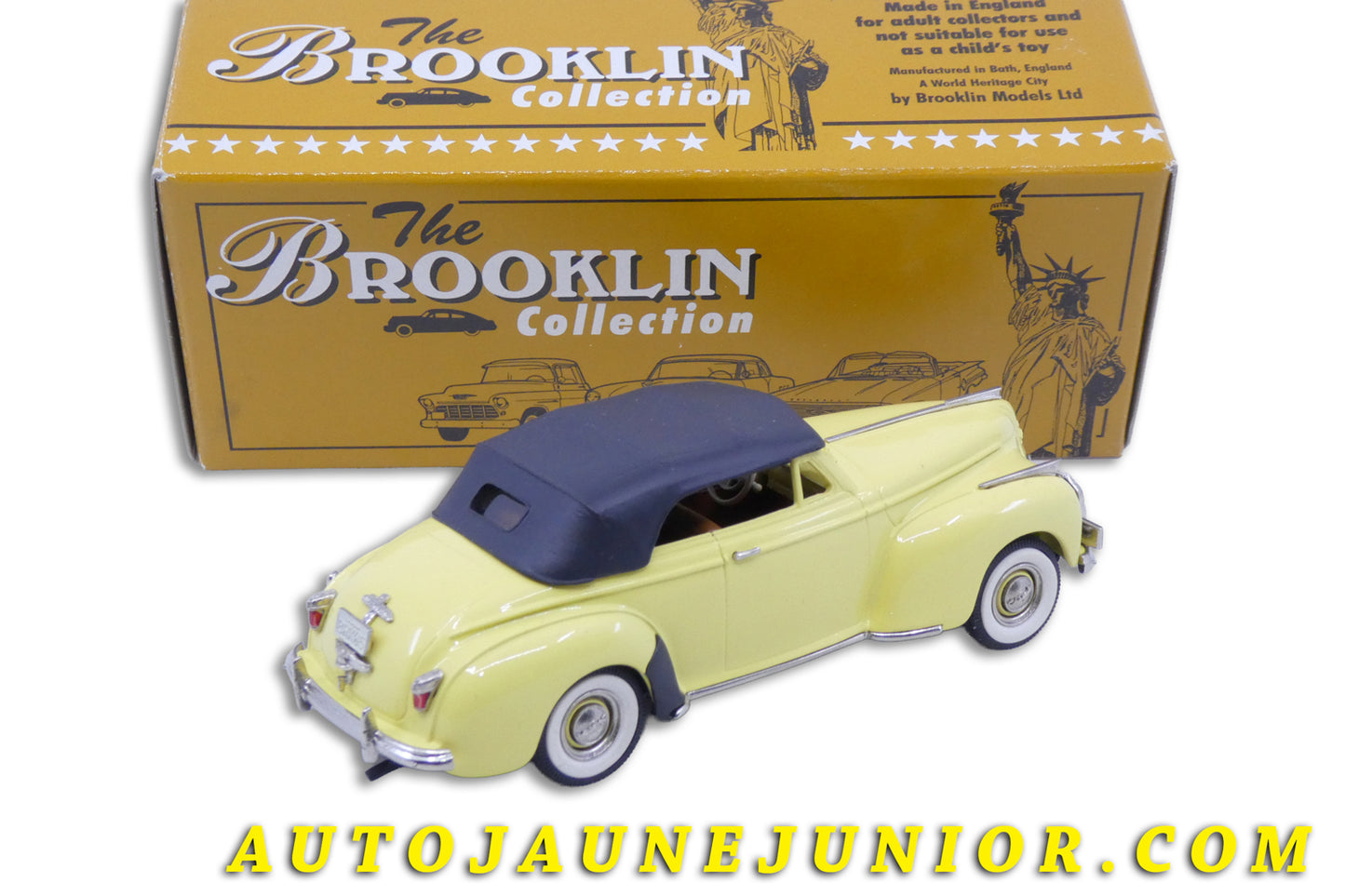Le Brooklin Chrysler New Yorker Convertible 1941 #85 est en vente sur Auto Jaune Junior ! Découvrez nos collections de diecast Minialuxe, CIJ, C-I-J, JRD, J-R-D,  Matchbox, Majorette… AutoJaune Junior ; AutoJauneJunior.com : LE site de partage pour les passionés de miniatures et collectionneurs de jouets anciens ! 