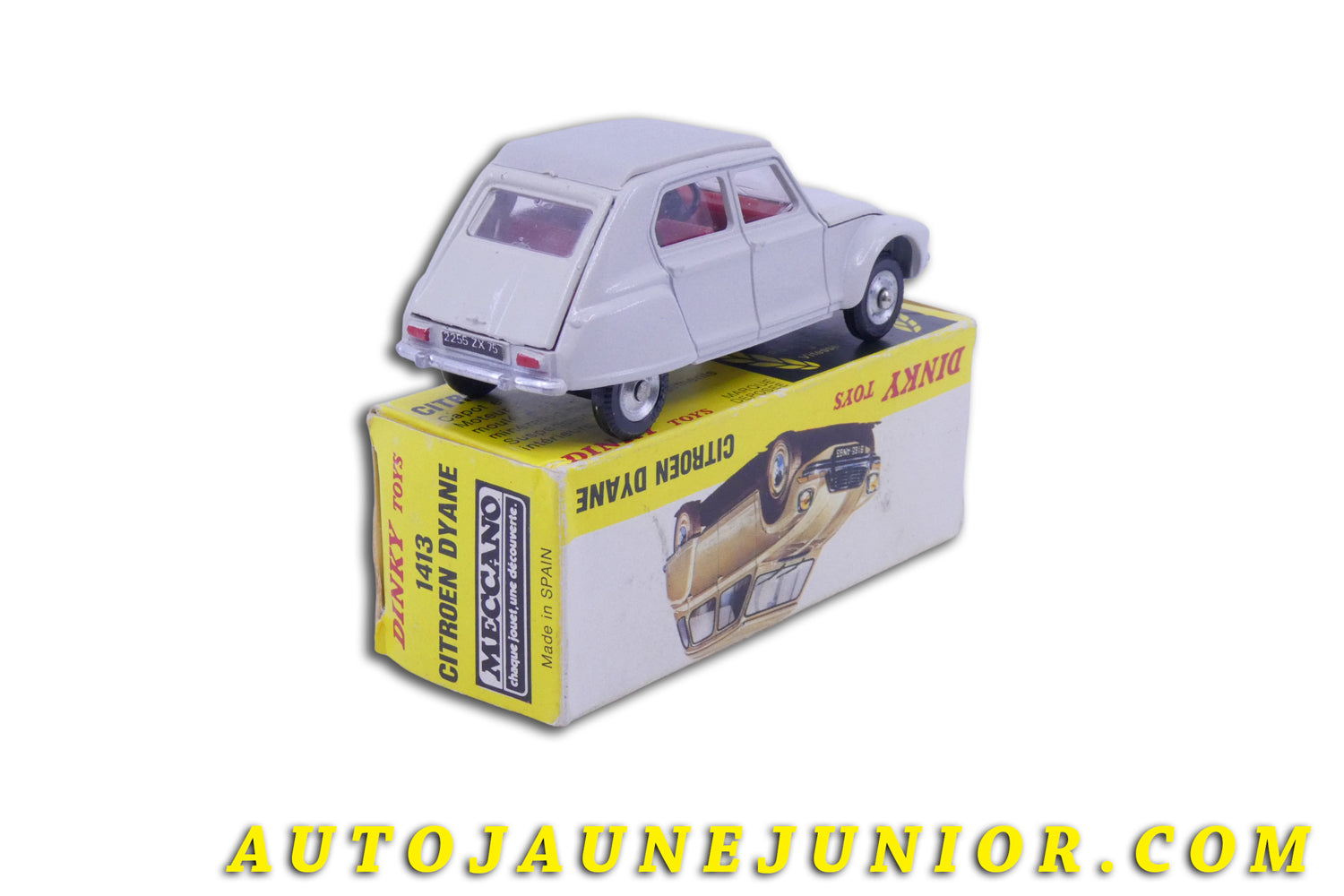 Le Dinky Toys Citroën Dyane est en vente sur Auto Jaune Junior ! Découvrez nos collections de diecast Minialuxe, CIJ, C-I-J, JRD, J-R-D,  Matchbox, Majorette… AutoJaune Junior ; AutoJauneJunior.com : LE site de partage pour les passionés de miniatures et collectionneurs de jouets anciens ! 