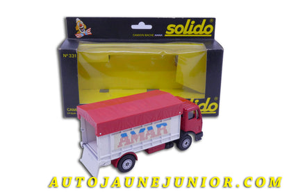 Le Solido Mercedes Tracteur 1217 K 32 avec remorque bâché Cirque 'Amar" est en vente sur Auto Jaune Junior ! Découvrez nos collections de diecast Minialuxe, CIJ, C-I-J, JRD, J-R-D,  Matchbox, Majorette… AutoJaune Junior ; AutoJauneJunior.com : LE site de partage pour les passionés de miniatures et collectionneurs de jouets anciens ! 
