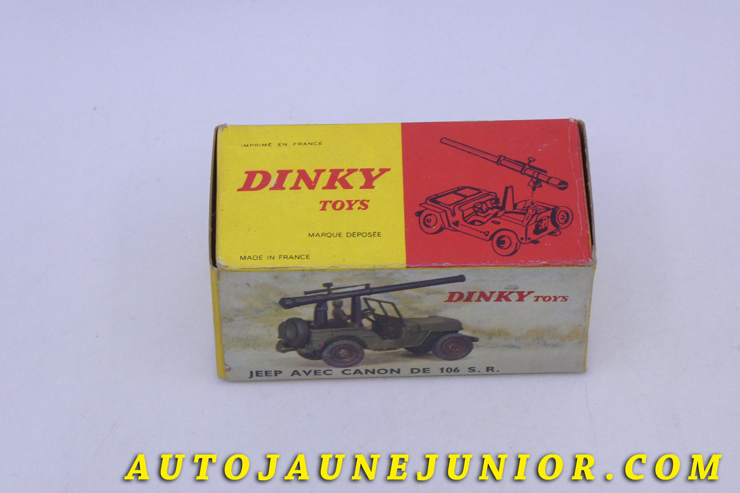 Le Dinky Toys Willys Jeep avec canon de 106 S.R est en vente sur Auto Jaune Junior ! Découvrez nos collections de diecast Tekno, Politoys, Mebetoys, Mercury, Joal, Diapet, Märklin, TootsieToys.AutoJaune Junior ; Vous avez le même jouet ? Profitez de notre expertise pour vous accompagner dans la vente de vos modèles ou votre collection ! Nous achetons tous lots de miniatures ! Contactez nous !