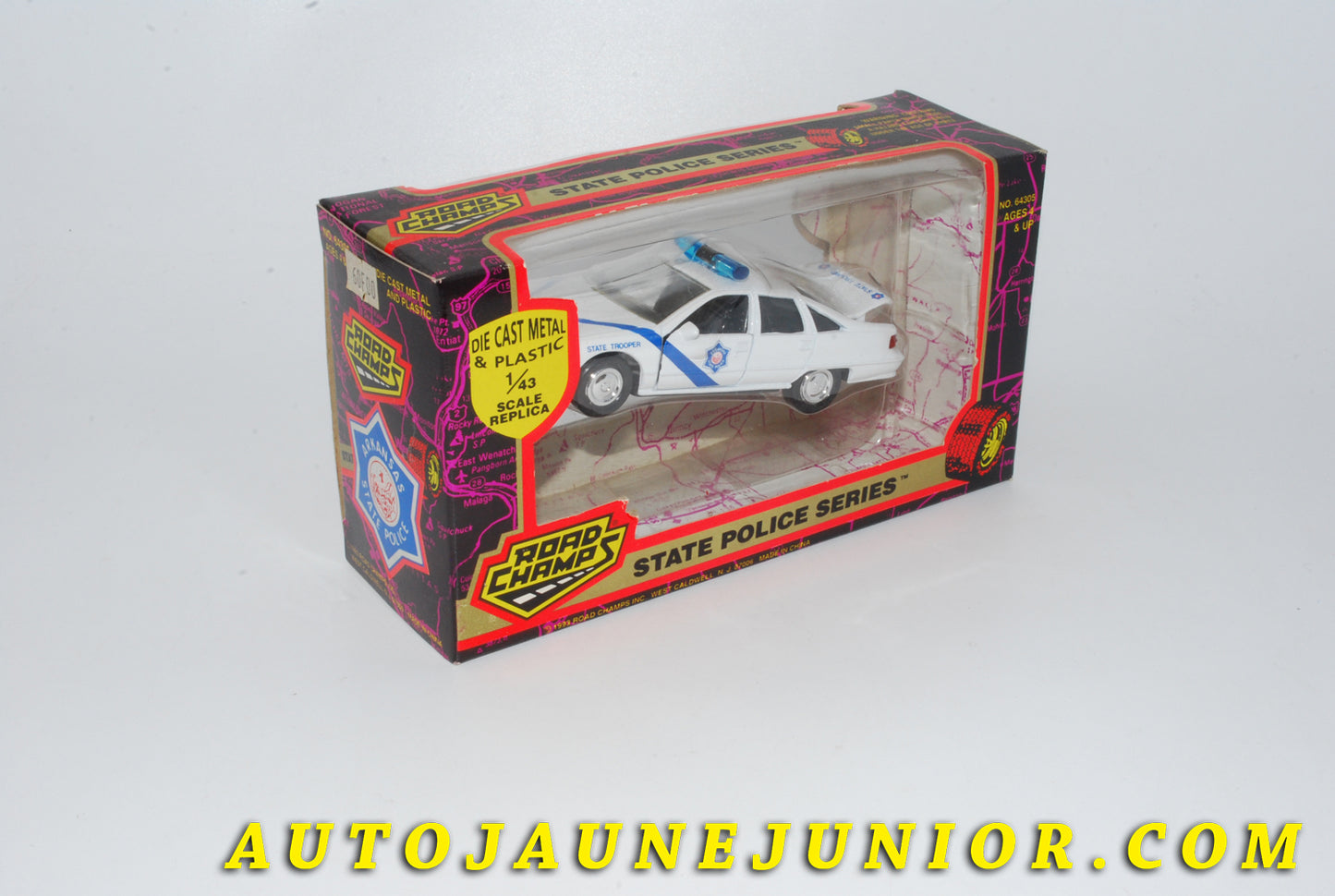 Le #4262 - Road Champ - Chevrolet - Chevy Caprice "Arkansas State Patrol" est en vente sur Auto Jaune Junior ! Tekno, Politoys, Mebetoys, Mercury, Joal, Diapet, Märklin, TootsieToys.Vous avez le même jouet ? Profitez de notre expertise pour vous accompagner dans la vente de vos modèles ou votre collection ! Nous achetons tous lots de miniatures ! Contactez nous ! contact@autojaunejunior.com. 