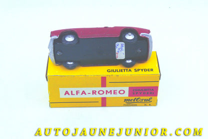 Le #4362 - Metosul - Alfa Roméo  -  Giulietta Spyder  est en vente sur Auto Jaune Junior ! Tekno, Politoys, Mebetoys, Mercury, Joal, Diapet, Märklin, TootsieToys.Vous avez le même jouet ? Profitez de notre expertise pour vous accompagner dans la vente de vos modèles ou votre collection ! Nous achetons tous lots de miniatures ! Contactez nous ! contact@autojaunejunior.com. 