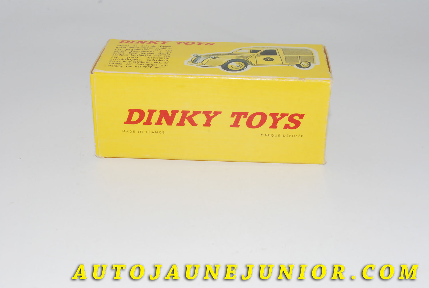 Le #4411 - Dinky Toys - Citroën - Boite vide (REPRO) 2Cv Fourgonette Wegenwacht est en vente sur Auto Jaune Junior ! Tekno, Politoys, Mebetoys, Mercury, Joal, Diapet, Märklin, TootsieToys.Vous avez le même jouet ? Profitez de notre expertise pour vous accompagner dans la vente de vos modèles ou votre collection ! Nous achetons tous lots de miniatures ! Contactez nous ! contact@autojaunejunior.com. 