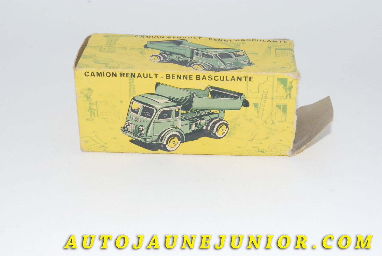 Le #4422 - C-I-J - Renault - Boite vide Camion Benne basculante 120 CV  est en vente sur Auto Jaune Junior ! Tekno, Politoys, Mebetoys, Mercury, Joal, Diapet, Märklin, TootsieToys.Vous avez le même jouet ? Profitez de notre expertise pour vous accompagner dans la vente de vos modèles ou votre collection ! Nous achetons tous lots de miniatures ! Contactez nous ! contact@autojaunejunior.com. 