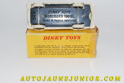 Le #4552 - Dinky Toys - Mercedes - 190 Sl est en vente sur Auto Jaune Junior ! Tekno, Politoys, Mebetoys, Mercury, Joal, Diapet, Märklin, TootsieToys.Vous avez le même jouet ? Profitez de notre expertise pour vous accompagner dans la vente de vos modèles ou votre collection ! Nous achetons tous lots de miniatures ! Contactez nous ! contact@autojaunejunior.com. 