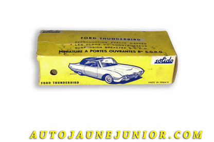Le Solido Ford Thunbderbird 1963 est en vente sur Auto Jaune Junior ! Découvrez nos collections de diecast Tekno, Politoys, Mebetoys, Mercury, Joal, Diapet, Märklin, TootsieToys.AutoJaune Junior ; Vous avez le même jouet ? Profitez de notre expertise pour vous accompagner dans la vente de vos modèles ou votre collection ! Nous achetons tous lots de miniatures ! Contactez nous !