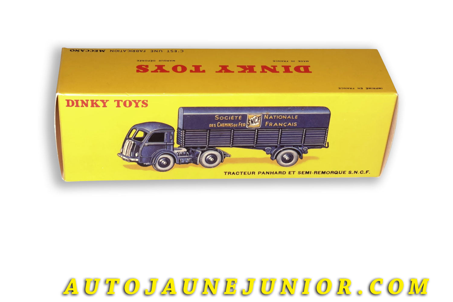 Le Dinky Toys Panhard Boire vide Repro Tracteur Semi remorque bâché SNCF est en vente sur Auto Jaune Junior ! Découvrez nos collections de diecast Tekno, Politoys, Mebetoys, Mercury, Joal, Diapet, Märklin, TootsieToys.AutoJaune Junior ; Vous avez le même jouet ? Profitez de notre expertise pour vous accompagner dans la vente de vos modèles ou votre collection ! Nous achetons tous lots de miniatures ! Contactez nous !