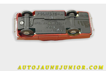 Le Politoys Opel Kadett  est en vente sur Auto Jaune Junior ! Découvrez nos collections de diecast Tekno, Politoys, Mebetoys, Mercury, Joal, Diapet, Märklin, TootsieToys.AutoJaune Junior ; Vous avez le même jouet ? Profitez de notre expertise pour vous accompagner dans la vente de vos modèles ou votre collection ! Nous achetons tous lots de miniatures ! Contactez nous !