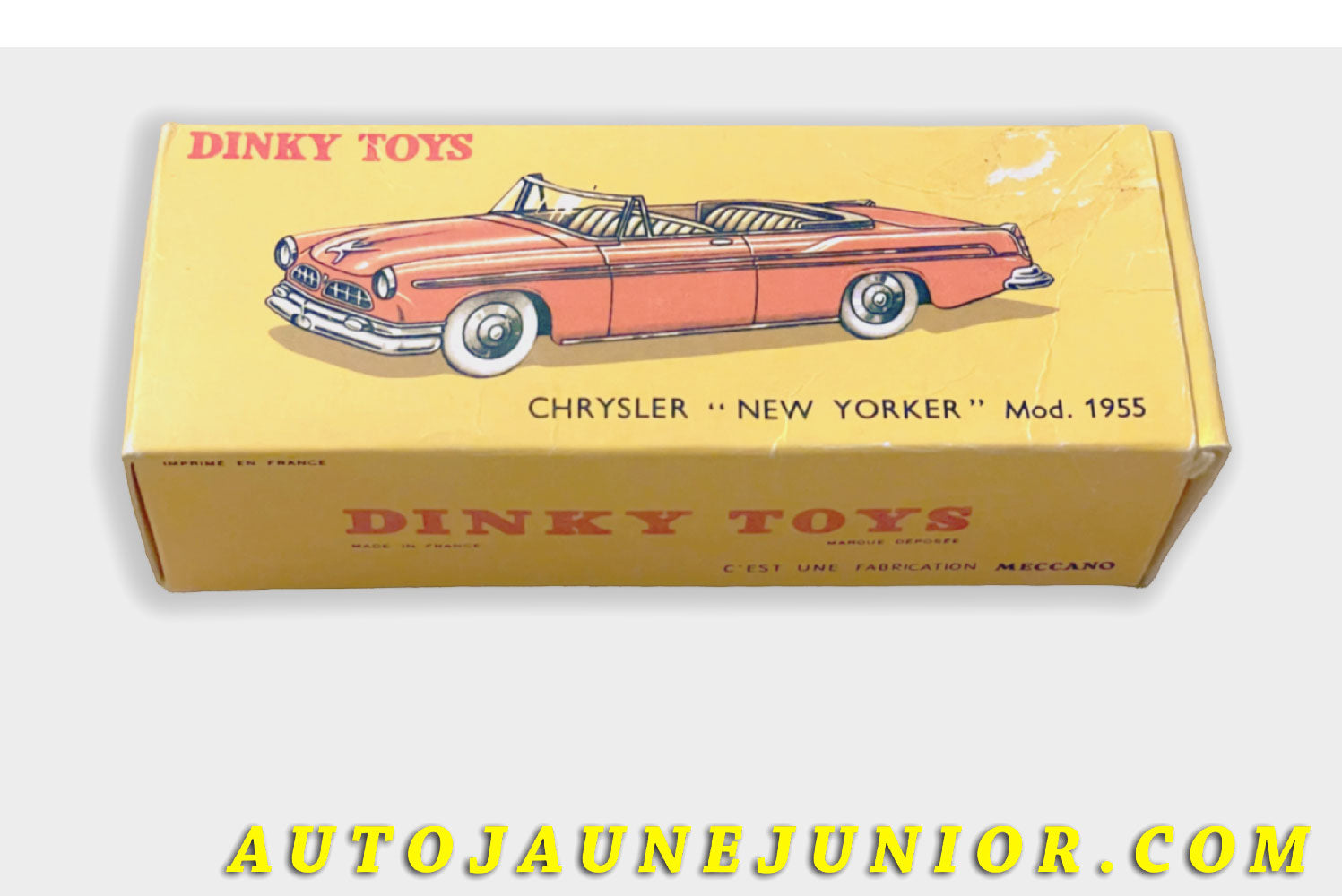 Le Dinky Toys Chrysler Boite vide New Yorker 55' est en vente sur Auto Jaune Junior ! Découvrez nos collections de diecast Tekno, Politoys, Mebetoys, Mercury, Joal, Diapet, Märklin, TootsieToys.AutoJaune Junior ; Vous avez le même jouet ? Profitez de notre expertise pour vous accompagner dans la vente de vos modèles ou votre collection ! Nous achetons tous lots de miniatures ! Contactez nous !
