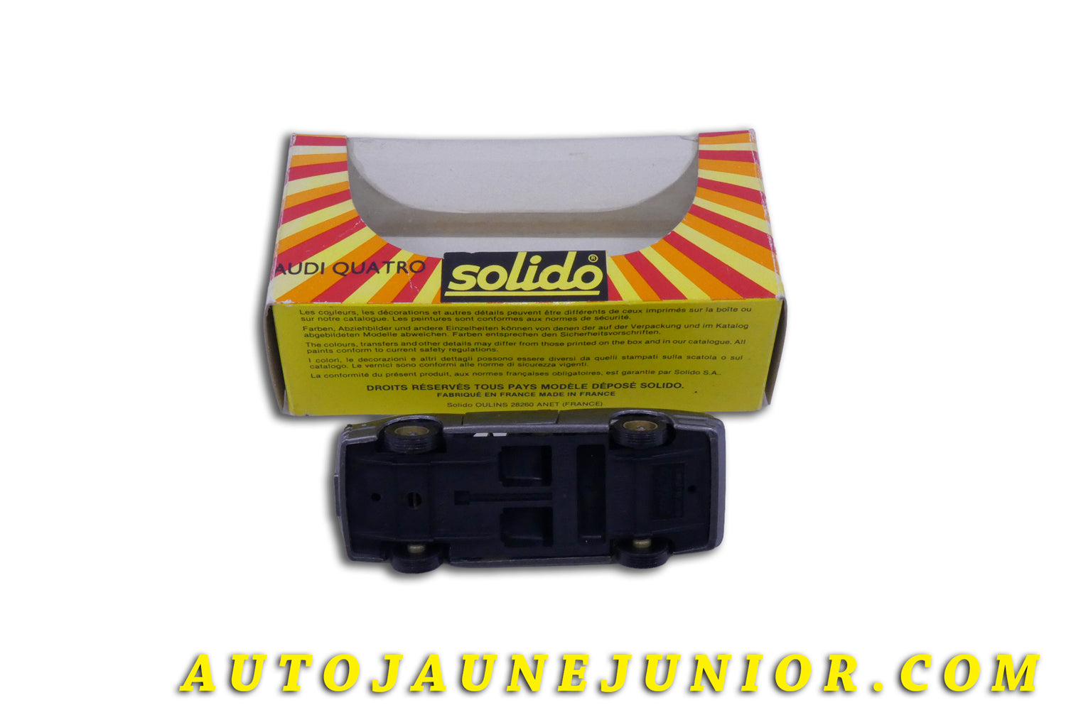 Le #5264 - Solido - Audi - Quattro est en vente sur Auto Jaune Junior ! Tekno, Politoys, Mebetoys, Mercury, Joal, Diapet, Märklin, TootsieToys.Vous avez le même jouet ? Profitez de notre expertise pour vous accompagner dans la vente de vos modèles ou votre collection ! Nous achetons tous lots de miniatures ! Contactez nous ! contact@autojaunejunior.com. 