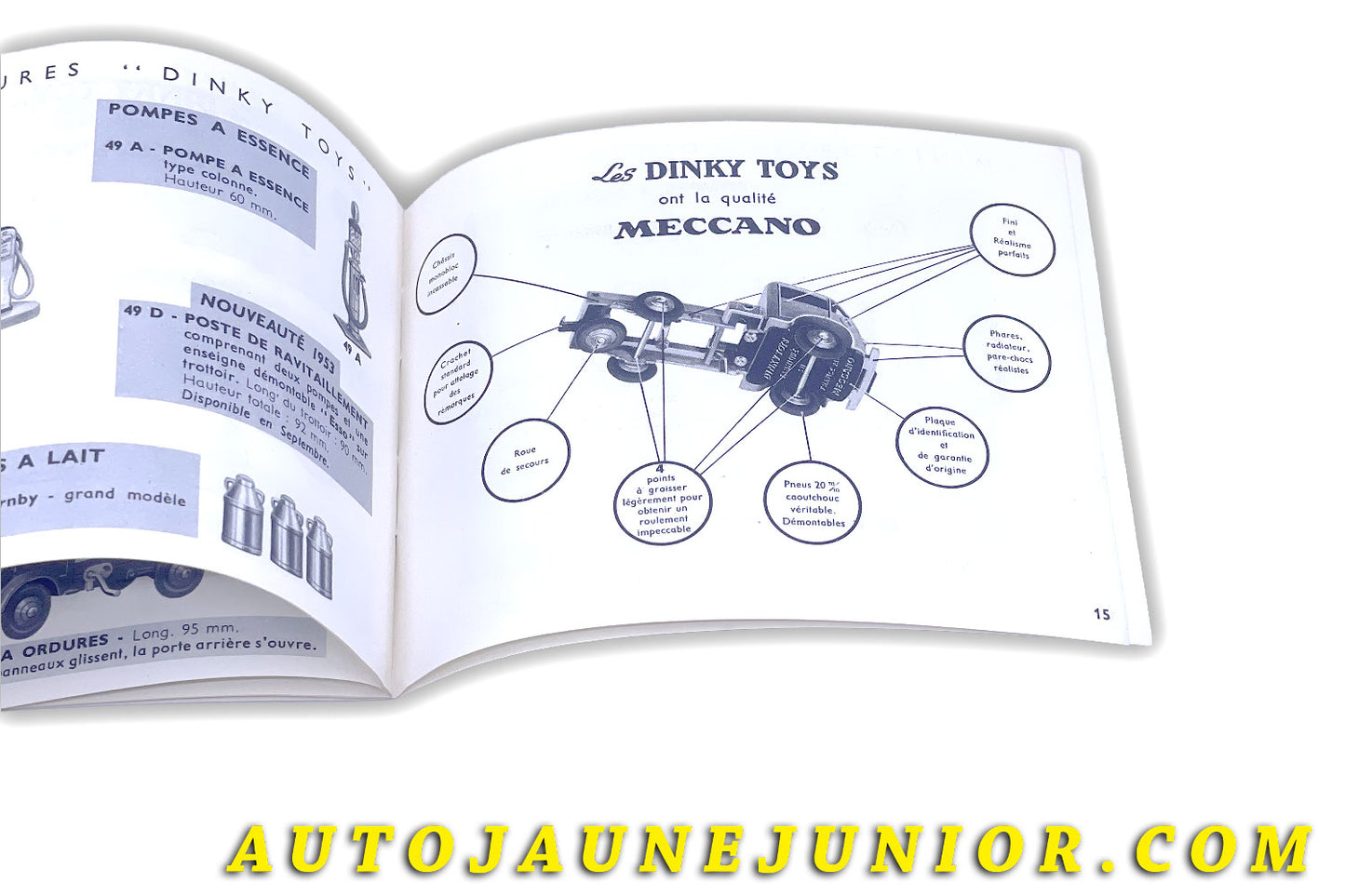 Le #6131 - Dinky Toys - Catalogue - Année 1953 - 16 Pages est en vente sur Auto Jaune Junior ! Tekno, Politoys, Mebetoys, Mercury, Joal, Diapet, Märklin, TootsieToys.Vous avez le même jouet ? Profitez de notre expertise pour vous accompagner dans la vente de vos modèles ou votre collection ! Nous achetons tous lots de miniatures ! Contactez nous ! contact@autojaunejunior.com. 