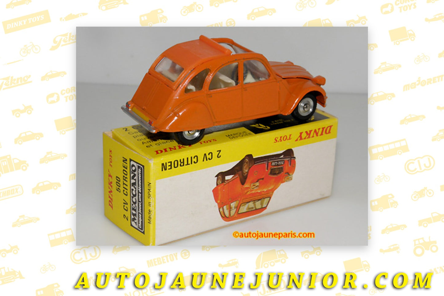 Le #2494 - Dinky Toys - Citroën - 2cv'74 berline est en vente sur Auto Jaune Junior ! Découvrez nos collections de diecast Minialuxe, CIJ, C-I-J, JRD, J-R-D, Matchbox, Majorette.. AutoJauneJunior.com: le site de vente en ligne et de partage pour les passionés de miniatures et collectionneurs de jouets anciens ! Des centaines de modèles en vente, et des nouveautés mises en ligne chaque jour à 21h00 !