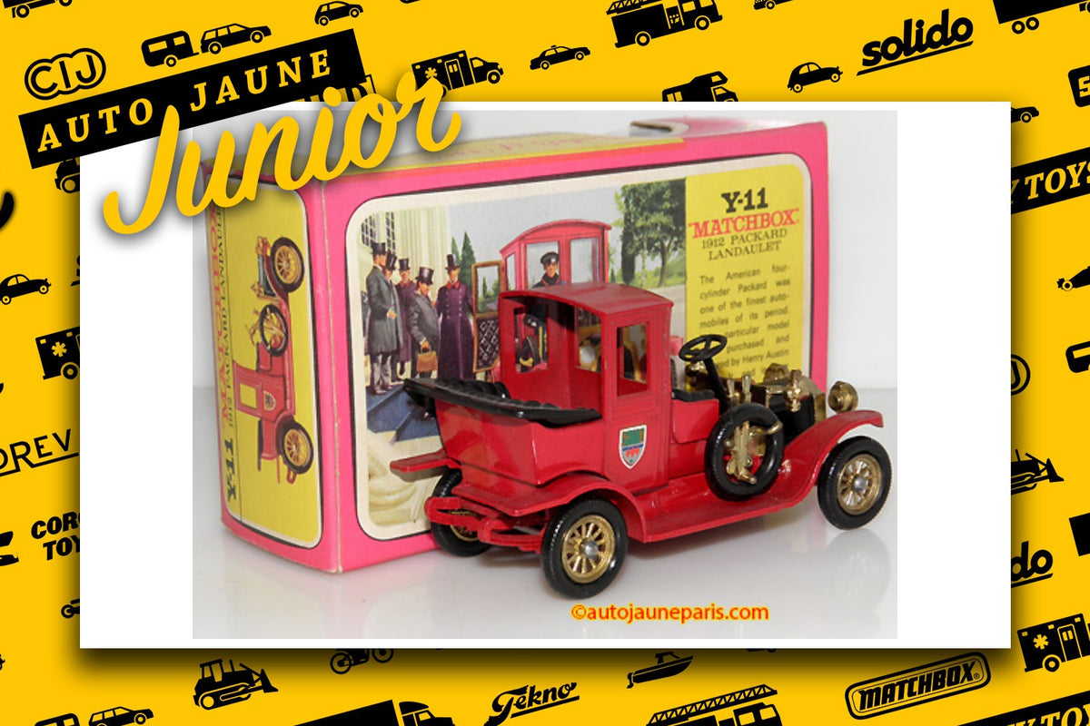 Le #2727 - Matchbox - Packard - Landaulet taxi 1912 est en vente sur Auto Jaune Junior ! Découvrez nos collections de diecast Minialuxe, CIJ, C-I-J, JRD, J-R-D, Matchbox, Majorette.. AutoJauneJunior.com: le site de vente en ligne et de partage pour les passionés de miniatures et collectionneurs de jouets anciens ! Des centaines de modèles en vente, et des nouveautés mises en ligne chaque jour à 21h00 !