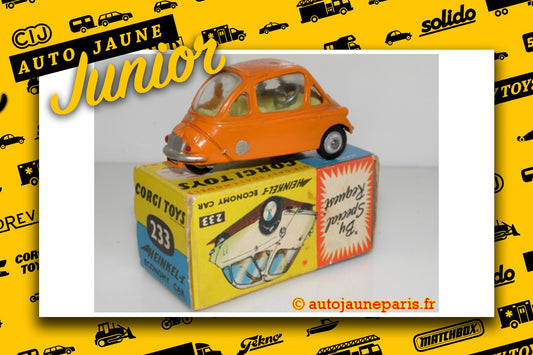 Le #2730 - Corgi Toys - Heinkel - auto à 3 roues Economy Car est en vente sur Auto Jaune Junior ! Découvrez nos collections de diecast Minialuxe, CIJ, C-I-J, JRD, J-R-D, Matchbox, Majorette.. AutoJauneJunior.com: le site de vente en ligne et de partage pour les passionés de miniatures et collectionneurs de jouets anciens ! Des centaines de modèles en vente, et des nouveautés mises en ligne chaque jour à 21h00 !