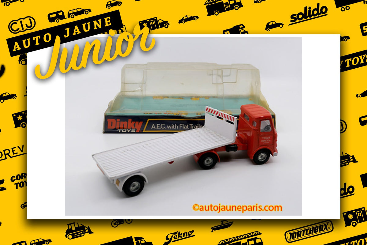 Le #2665 - Dinky Toys GB - AEC - tracteur semi remorque plateau"Truck Hire" est en vente sur Auto Jaune Junior ! Découvrez nos collections de diecast Minialuxe, CIJ, C-I-J, JRD, J-R-D, Matchbox, Majorette.. AutoJauneJunior.com: le site de vente en ligne et de partage pour les passionés de miniatures et collectionneurs de jouets anciens ! Des centaines de modèles en vente, et des nouveautés mises en ligne chaque jour à 21h00 !
