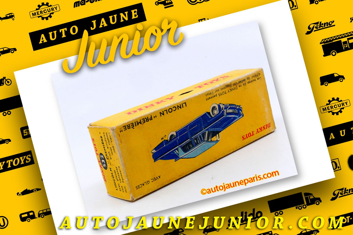 Le #2523 - Dinky Toys - Lincoln - Première est en vente sur Auto Jaune Junior ! Découvrez nos collections de diecast Minialuxe, CIJ, C-I-J, JRD, J-R-D, Matchbox, Majorette.. AutoJauneJunior.com: le site de vente en ligne et de partage pour les passionés de miniatures et collectionneurs de jouets anciens ! Des centaines de modèles en vente, et des nouveautés mises en ligne chaque jour à 21h00 !