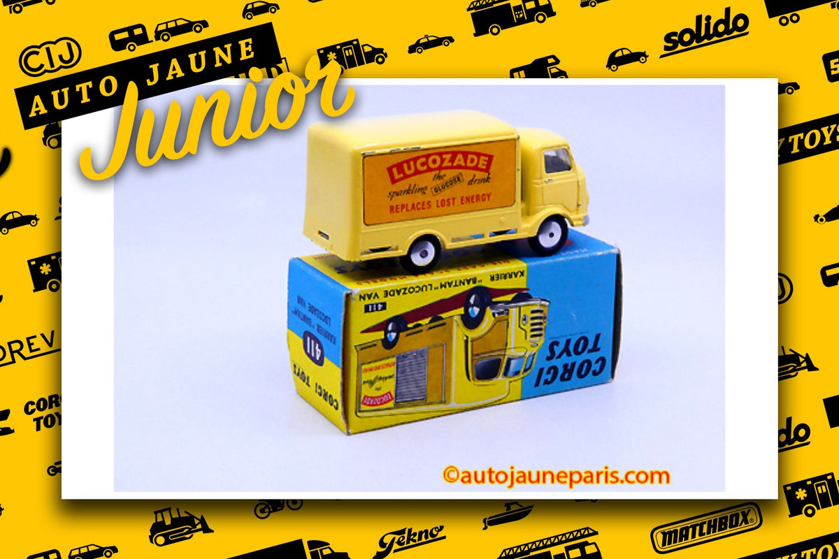 Le #2731 - Corgi Toys - Karrier - Bantam Lucozade est en vente sur Auto Jaune Junior ! Découvrez nos collections de diecast Minialuxe, CIJ, C-I-J, JRD, J-R-D, Matchbox, Majorette.. AutoJauneJunior.com: le site de vente en ligne et de partage pour les passionés de miniatures et collectionneurs de jouets anciens ! Des centaines de modèles en vente, et des nouveautés mises en ligne chaque jour à 21h00 !