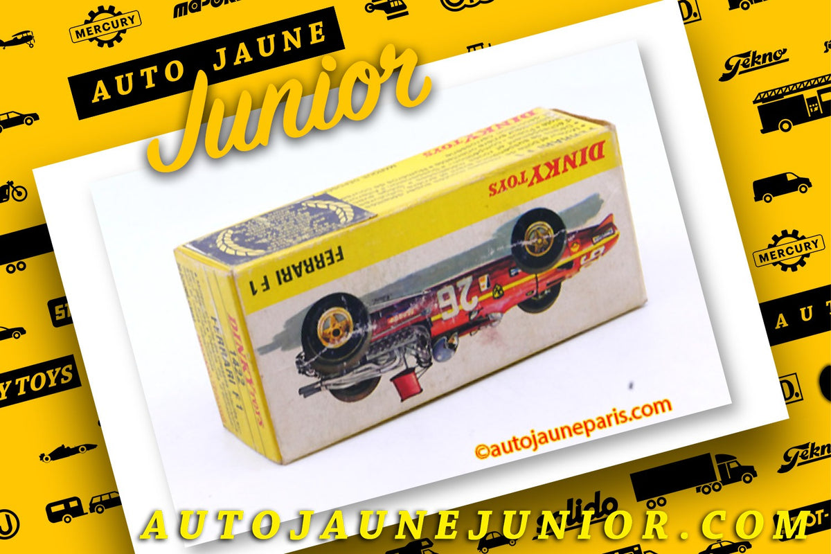 Le #2525 - Dinky Toys - Ferrari - 312 F1 1968 est en vente sur Auto Jaune Junior ! Découvrez nos collections de diecast Minialuxe, CIJ, C-I-J, JRD, J-R-D, Matchbox, Majorette.. AutoJauneJunior.com: le site de vente en ligne et de partage pour les passionés de miniatures et collectionneurs de jouets anciens ! Des centaines de modèles en vente, et des nouveautés mises en ligne chaque jour à 21h00 !