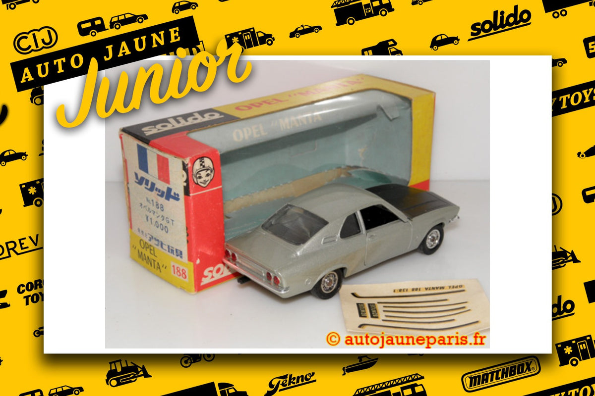 Le #2746 - Solido - Opel - Manta (marché japonais) est en vente sur Auto Jaune Junior ! Découvrez nos collections de diecast Minialuxe, CIJ, C-I-J, JRD, J-R-D, Matchbox, Majorette.. AutoJauneJunior.com: le site de vente en ligne et de partage pour les passionés de miniatures et collectionneurs de jouets anciens ! Des centaines de modèles en vente, et des nouveautés mises en ligne chaque jour à 21h00 !
