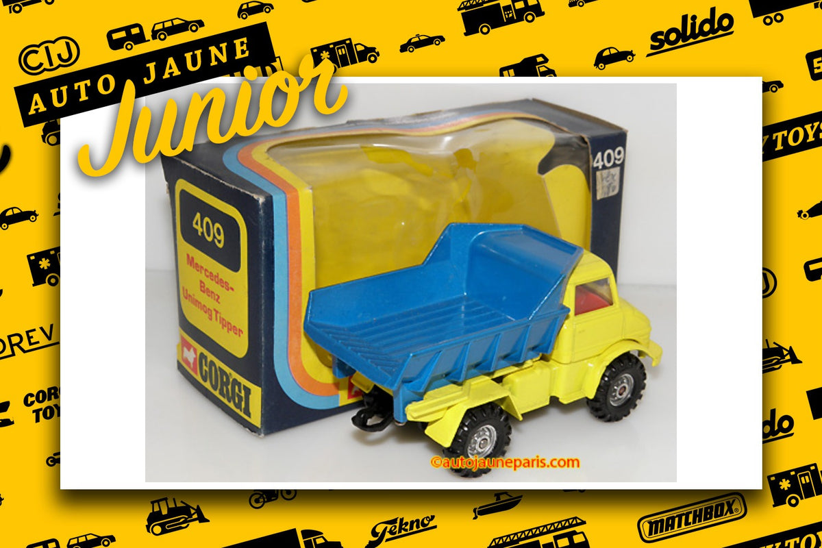 Le #2695 - Corgi Toys - Mercedes - Unimog benne est en vente sur Auto Jaune Junior ! Découvrez nos collections de diecast Minialuxe, CIJ, C-I-J, JRD, J-R-D, Matchbox, Majorette.. AutoJauneJunior.com: le site de vente en ligne et de partage pour les passionés de miniatures et collectionneurs de jouets anciens ! Des centaines de modèles en vente, et des nouveautés mises en ligne chaque jour à 21h00 !