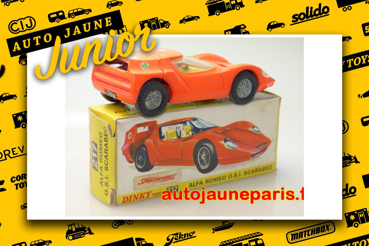Le #2663 - Dinky Toys GB - Alfa Romeo - OSI Scarabeo est en vente sur Auto Jaune Junior ! Découvrez nos collections de diecast Minialuxe, CIJ, C-I-J, JRD, J-R-D, Matchbox, Majorette.. AutoJauneJunior.com: le site de vente en ligne et de partage pour les passionés de miniatures et collectionneurs de jouets anciens ! Des centaines de modèles en vente, et des nouveautés mises en ligne chaque jour à 21h00 !