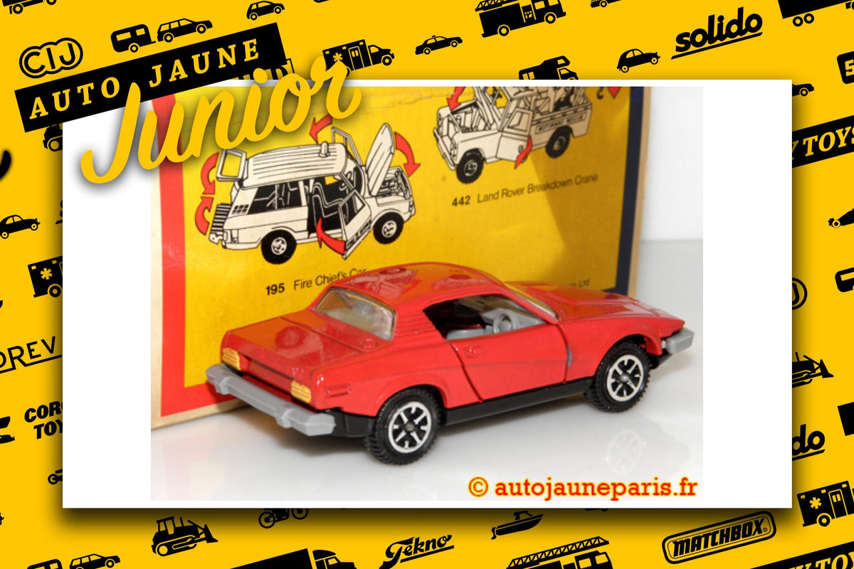 Le #2656 - Dinky Toys GB - Triumph - TR7 sport car est en vente sur Auto Jaune Junior ! Découvrez nos collections de diecast Minialuxe, CIJ, C-I-J, JRD, J-R-D, Matchbox, Majorette.. AutoJauneJunior.com: le site de vente en ligne et de partage pour les passionés de miniatures et collectionneurs de jouets anciens ! Des centaines de modèles en vente, et des nouveautés mises en ligne chaque jour à 21h00 !
