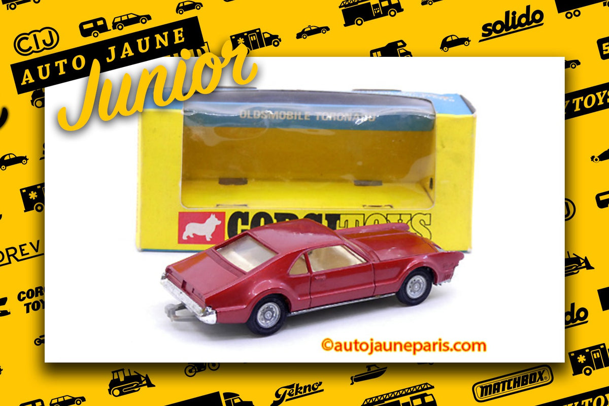 Le #2694 - Corgi Toys - Oldsmobile - Toronado Golden Jacks est en vente sur Auto Jaune Junior ! Découvrez nos collections de diecast Minialuxe, CIJ, C-I-J, JRD, J-R-D, Matchbox, Majorette.. AutoJauneJunior.com: le site de vente en ligne et de partage pour les passionés de miniatures et collectionneurs de jouets anciens ! Des centaines de modèles en vente, et des nouveautés mises en ligne chaque jour à 21h00 !