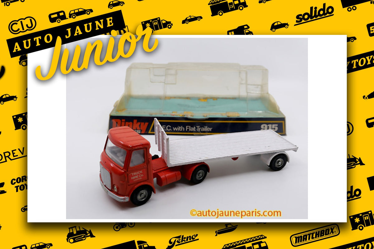 Le #2665 - Dinky Toys GB - AEC - tracteur semi remorque plateau"Truck Hire" est en vente sur Auto Jaune Junior ! Découvrez nos collections de diecast Dinky-Toys, Corgi, Corgi-Toys, Solido, Norev.. Découvrez notre magasin physique, AutoJaune Paris, ouvert en 1984 par Vincent Espinasse. 41 rue Cavendish, 75019 Paris. Tel: 01 42 40 61 23. Ouvert les mardi et vendredi de 13h à 19h.