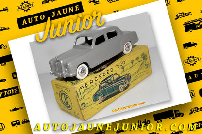 Le #2516 - C-I-J - Mercedes - 220 berline est en vente sur Auto Jaune Junior ! Découvrez nos collections de diecast Dinky-Toys, Corgi, Corgi-Toys, Solido, Norev.. Découvrez notre magasin physique, AutoJaune Paris, ouvert en 1984 par Vincent Espinasse. 41 rue Cavendish, 75019 Paris. Tel: 01 42 40 61 23. Ouvert les mardi et vendredi de 13h à 19h.