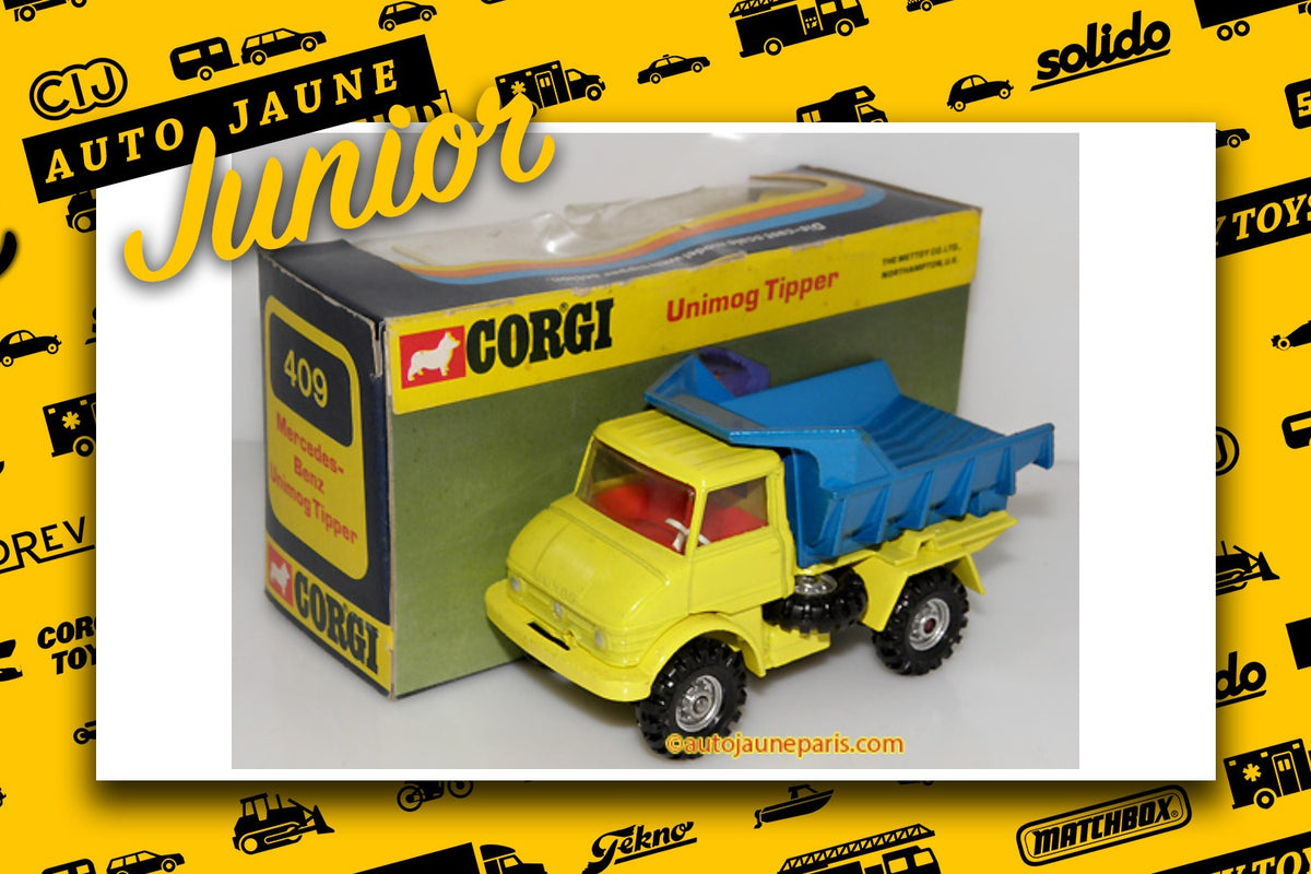 Le #2695 - Corgi Toys - Mercedes - Unimog benne est en vente sur Auto Jaune Junior ! Découvrez nos collections de diecast Dinky-Toys, Corgi, Corgi-Toys, Solido, Norev.. Découvrez notre magasin physique, AutoJaune Paris, ouvert en 1984 par Vincent Espinasse. 41 rue Cavendish, 75019 Paris. Tel: 01 42 40 61 23. Ouvert les mardi et vendredi de 13h à 19h.
