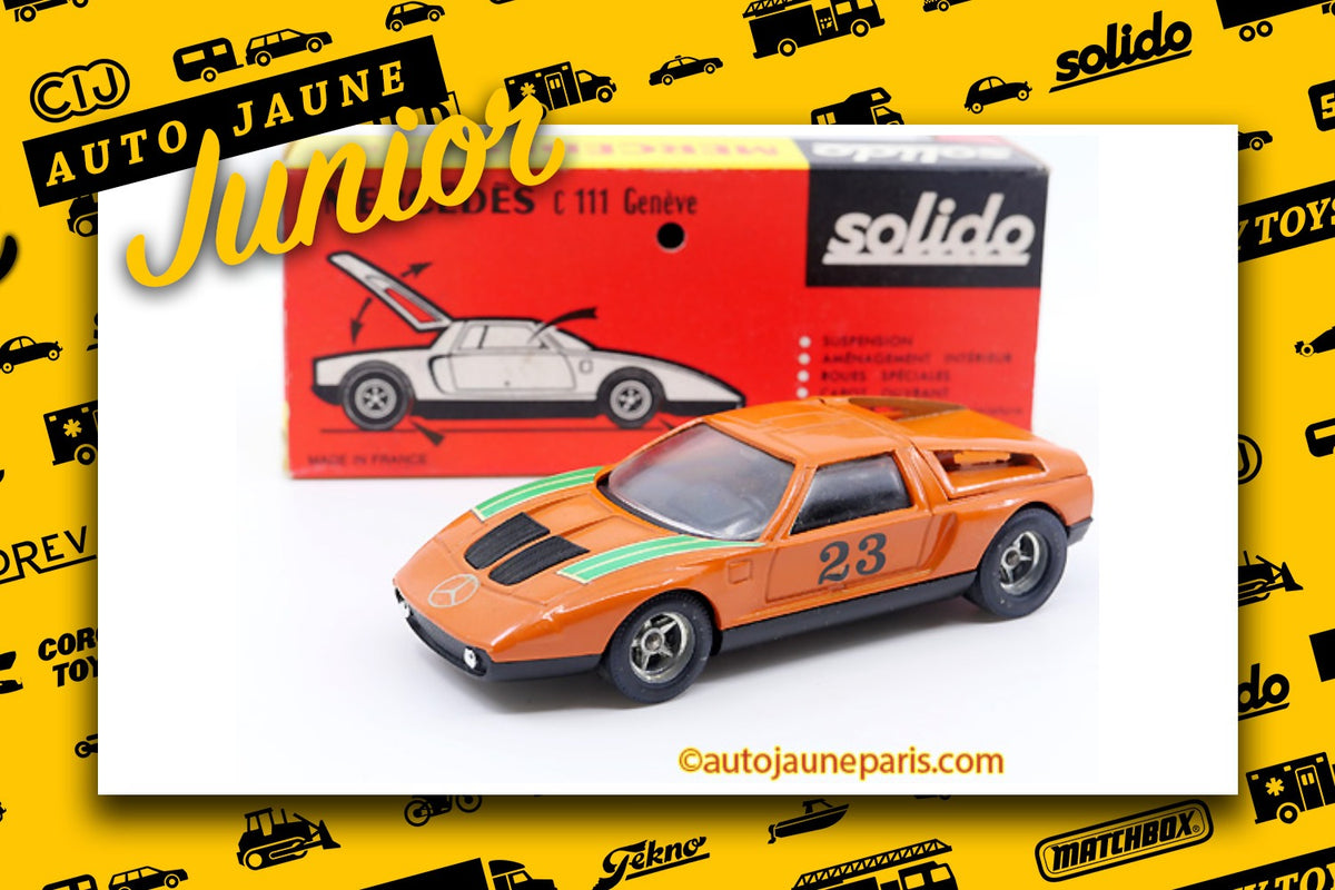 Le #2747 - Solido - Mercedes - C111 est en vente sur Auto Jaune Junior ! Découvrez nos collections de diecast Dinky-Toys, Corgi, Corgi-Toys, Solido, Norev.. Découvrez notre magasin physique, AutoJaune Paris, ouvert en 1984 par Vincent Espinasse. 41 rue Cavendish, 75019 Paris. Tel: 01 42 40 61 23. Ouvert les mardi et vendredi de 13h à 19h.