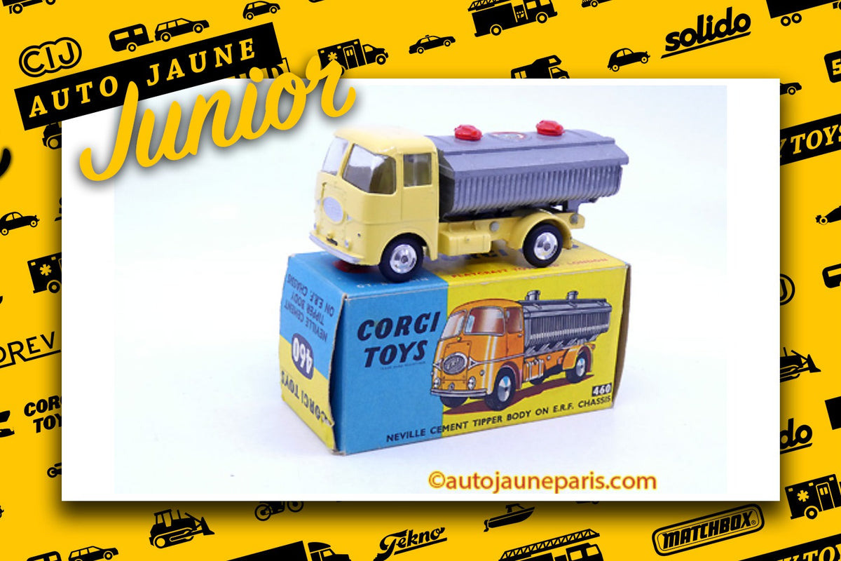 Le #1239 - Corgi Toys - ERF - 64G camion cimentier "Tunnel Cement" est en vente sur Auto Jaune Junior ! Découvrez nos collections de diecast Dinky-Toys, Corgi, Corgi-Toys, Solido, Norev.. Découvrez notre magasin physique, AutoJaune Paris, ouvert en 1984 par Vincent Espinasse. 41 rue Cavendish, 75019 Paris. Tel: 01 42 40 61 23. Ouvert les mardi et vendredi de 13h à 19h.