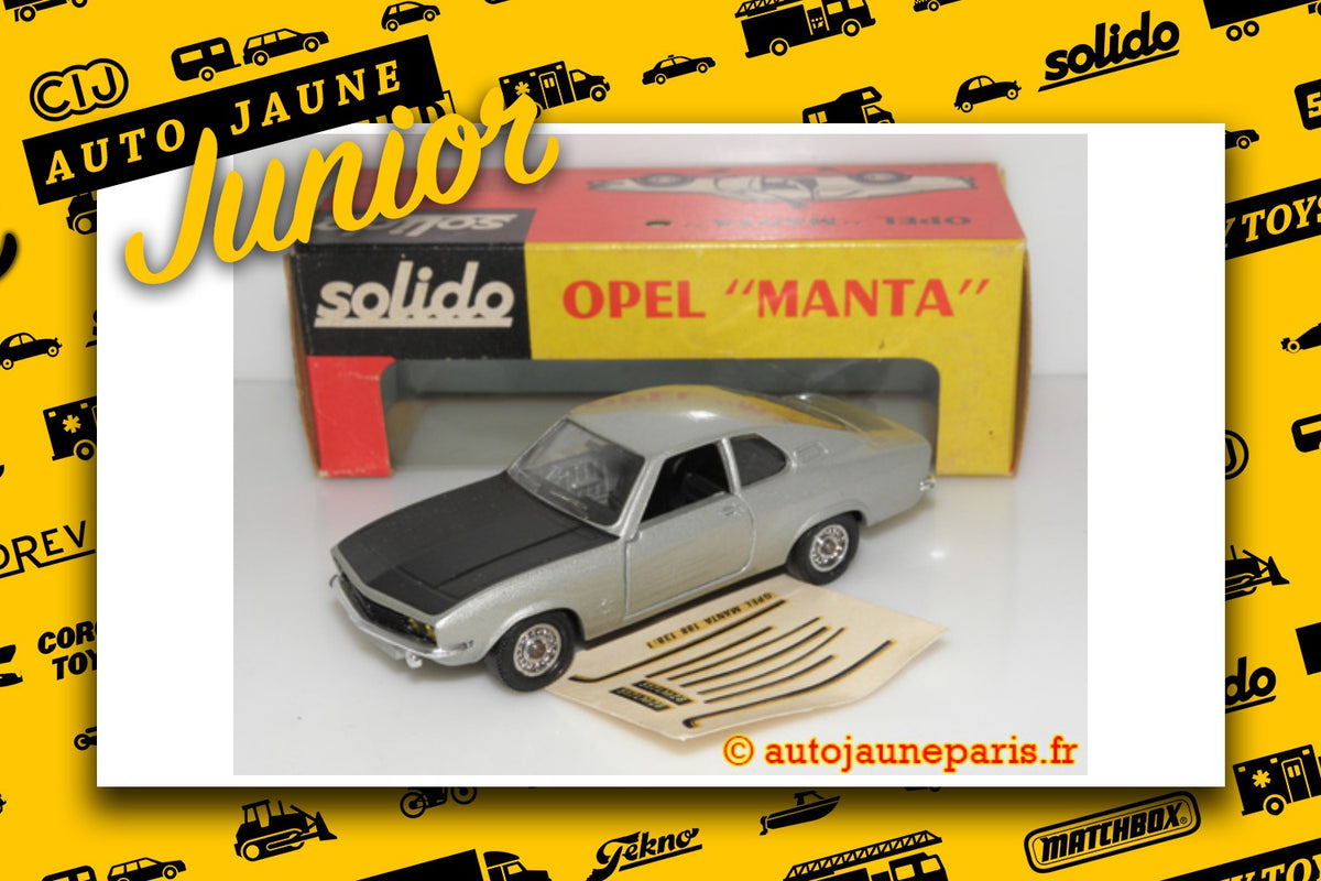 Le #2746 - Solido - Opel - Manta (marché japonais) est en vente sur Auto Jaune Junior ! Découvrez nos collections de diecast Dinky-Toys, Corgi, Corgi-Toys, Solido, Norev.. Découvrez notre magasin physique, AutoJaune Paris, ouvert en 1984 par Vincent Espinasse. 41 rue Cavendish, 75019 Paris. Tel: 01 42 40 61 23. Ouvert les mardi et vendredi de 13h à 19h.