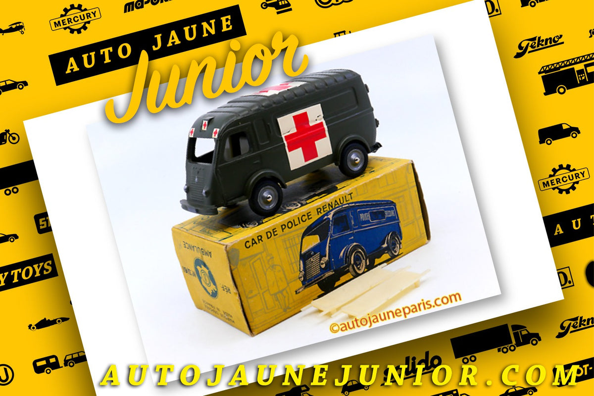 Le #2514 - C-I-J - Renault - 1000Kgs ambulance militaire Rare Variante est en vente sur Auto Jaune Junior ! Découvrez nos collections de diecast Dinky-Toys, Corgi, Corgi-Toys, Solido, Norev.. Découvrez notre magasin physique, AutoJaune Paris, ouvert en 1984 par Vincent Espinasse. 41 rue Cavendish, 75019 Paris. Tel: 01 42 40 61 23. Ouvert les mardi et vendredi de 13h à 19h.