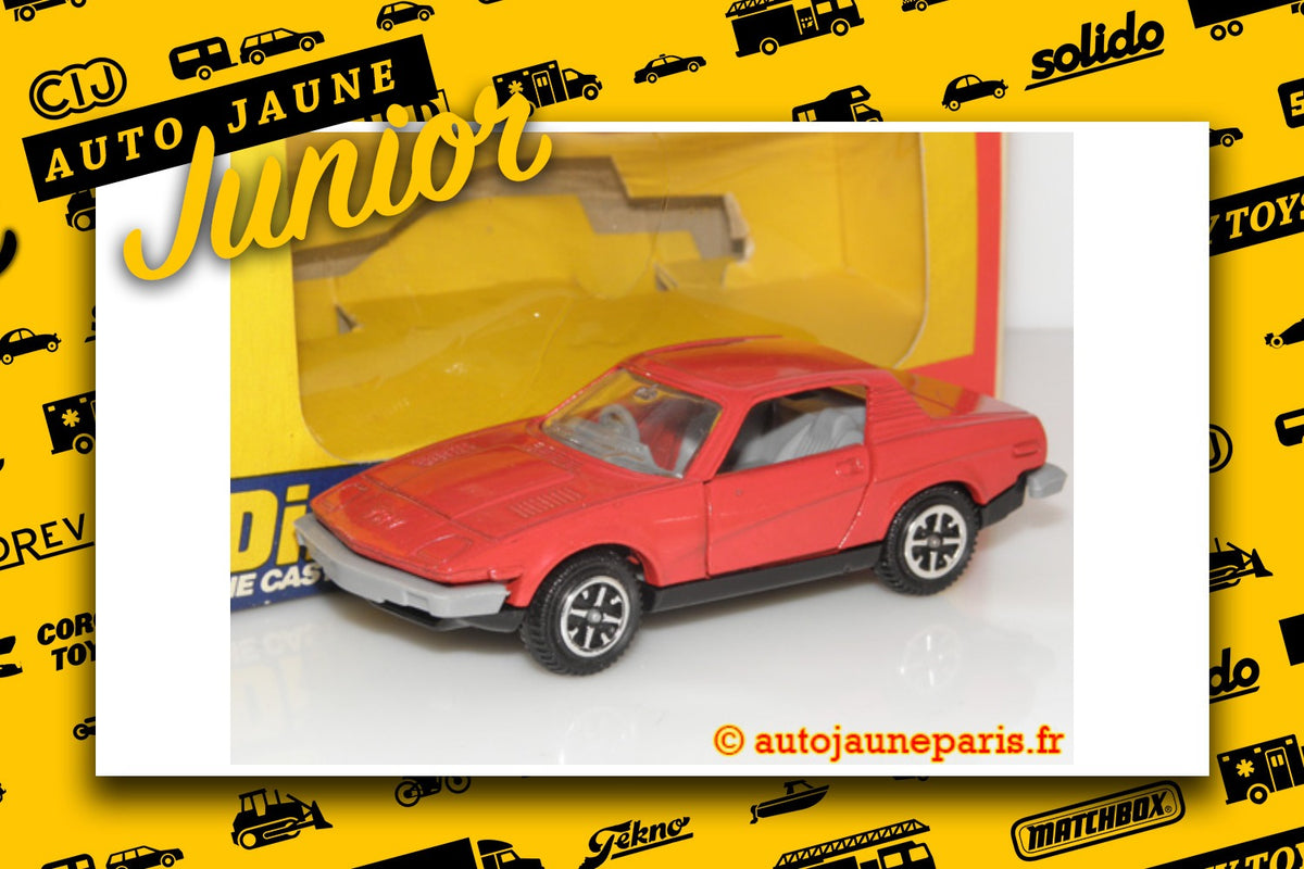 Le #2656 - Dinky Toys GB - Triumph - TR7 sport car est en vente sur Auto Jaune Junior ! Découvrez nos collections de diecast Dinky-Toys, Corgi, Corgi-Toys, Solido, Norev.. Découvrez notre magasin physique, AutoJaune Paris, ouvert en 1984 par Vincent Espinasse. 41 rue Cavendish, 75019 Paris. Tel: 01 42 40 61 23. Ouvert les mardi et vendredi de 13h à 19h.